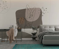 Bayan Figürlü Line Art Duvar Kağıdı Poster