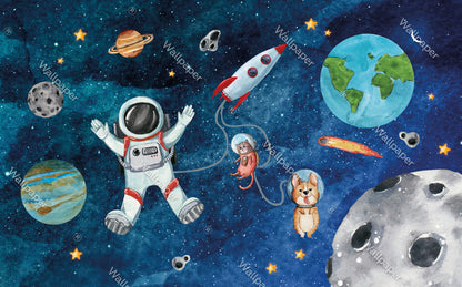 Sevimli Astronotlar Uzayda Duvar kağıdı