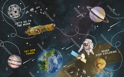 Gezegenler , Uzay gemisi ve Astronot Duvar Kağıdı