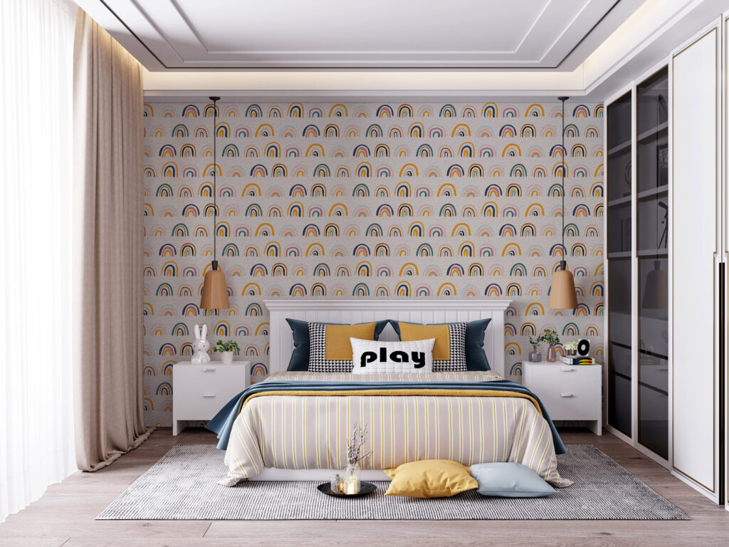 Gökkuşağı Desenli Çocuk Odası Duvar Kağıdı Poster
