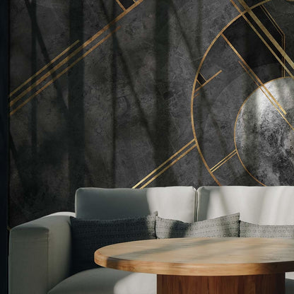 Geometrik Desenli Gold Renlerinde Duvar Kağıdı
