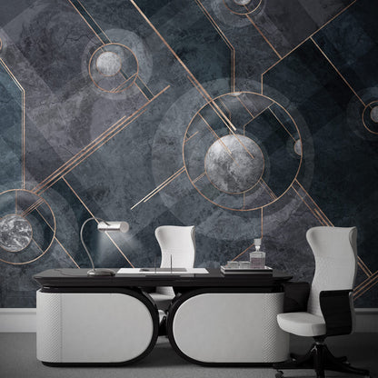 Geometrik Desenli Gold Renlerinde Duvar Kağıdı