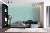 Geometrik Desen Mint Yeşil Renkte Duvar Kağıdı Poster