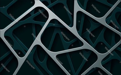 Yeşil Gri Katmanlı Soyut 3D Geometrik Duvar kağıdı