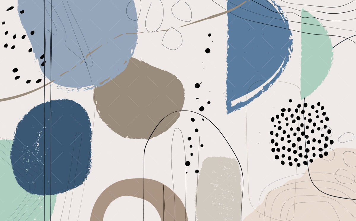 Geometrik Abstract Desenli Mavi Renkte Duvar Kağıdı Poster