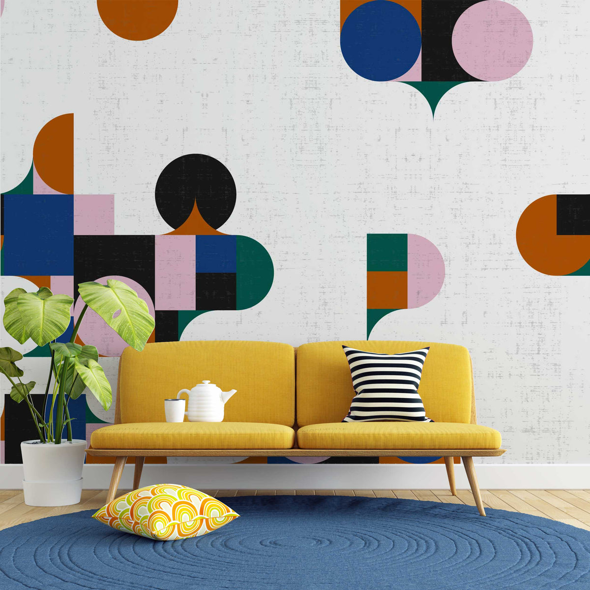 Geometrik Desenler Soyut Renkli Duvar Kağıdı Poster
